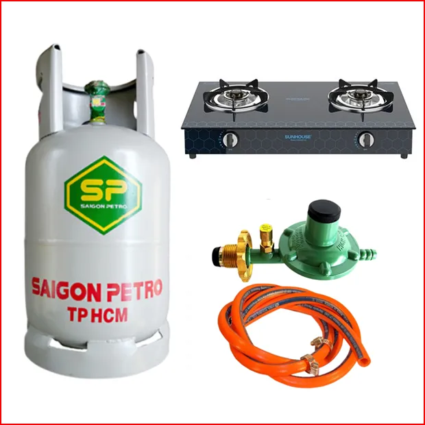 Bộ bình bếp Gas đôi Sunhouse dây van tự động