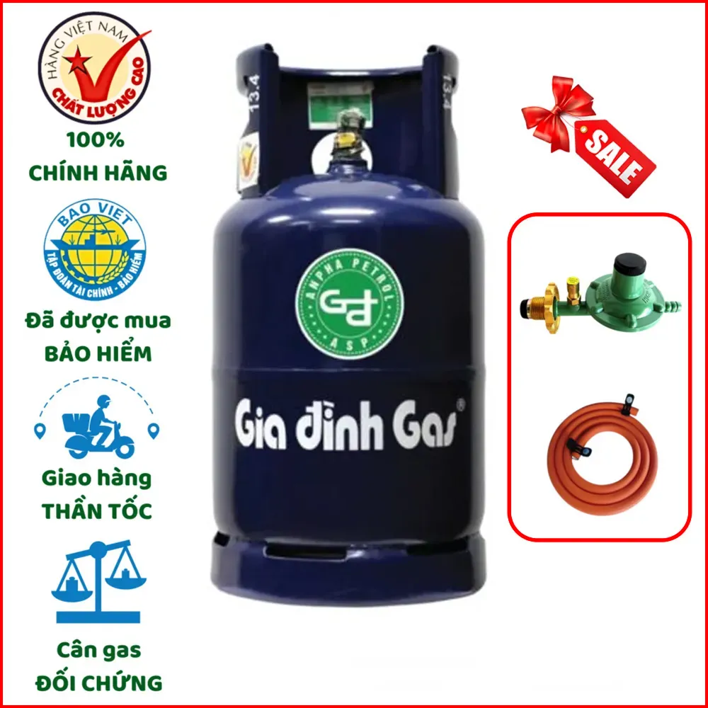 Bộ Bình Dây Van Gas Gia Đình Xanh Đậm 12kg