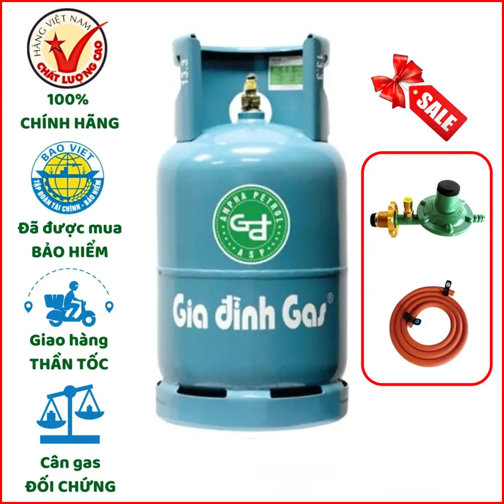 Bộ Bình Dây Van Gas Gia Đình Xanh Ngọc 12kg
