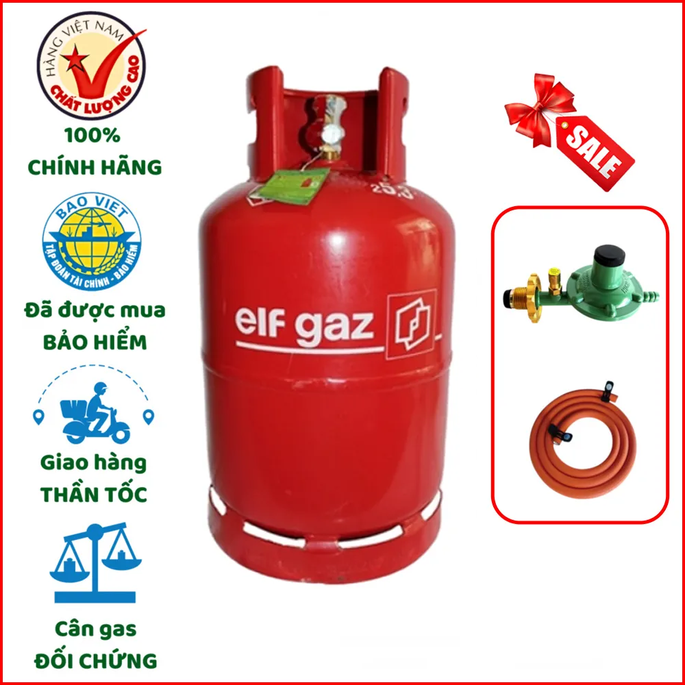 Bộ Bình Gas ELF 12kg đỏ + dây van gas