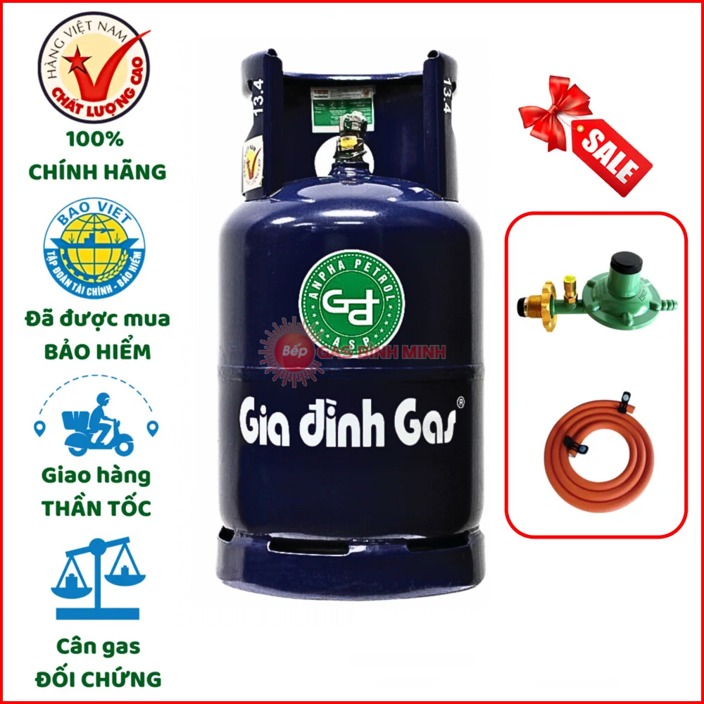 Bộ Bình Dây Van Gas Gia Đình Xanh Đậm 12kg