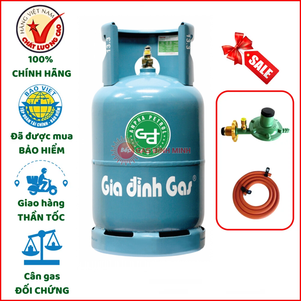 Bộ Bình Dây Van Gas Gia Đình Xanh Ngọc 12kg