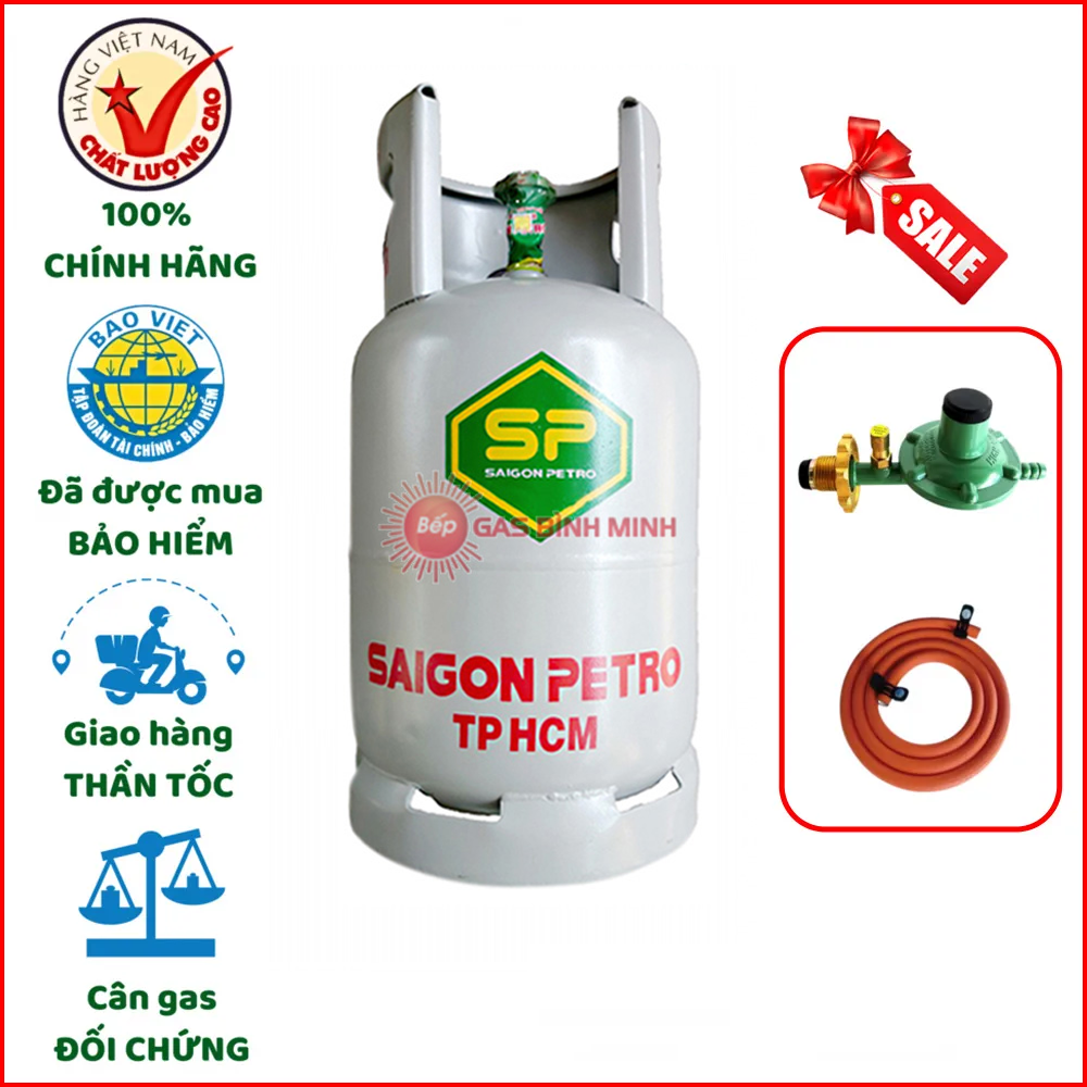 Bộ Bình Dây Van Gas Sài Gòn Petro Xám 12kg