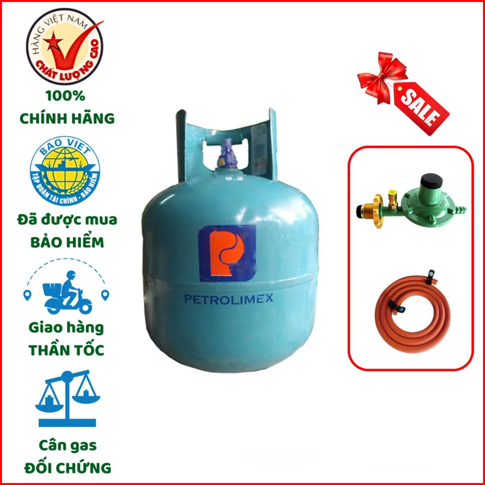 Bộ Bình Dây Van Gas Petrolimex Xanh 6kg