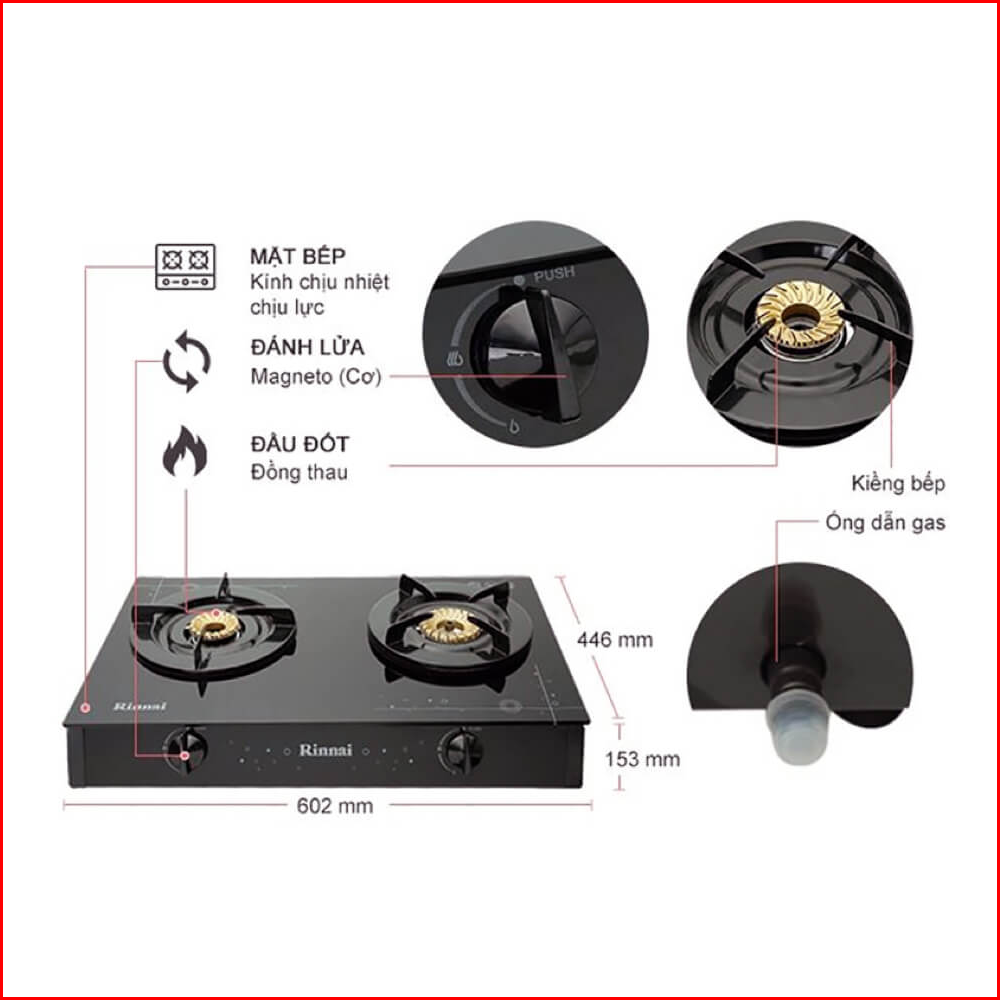 Bếp gas dương Rinnai RV-6 Double Glass (SP)