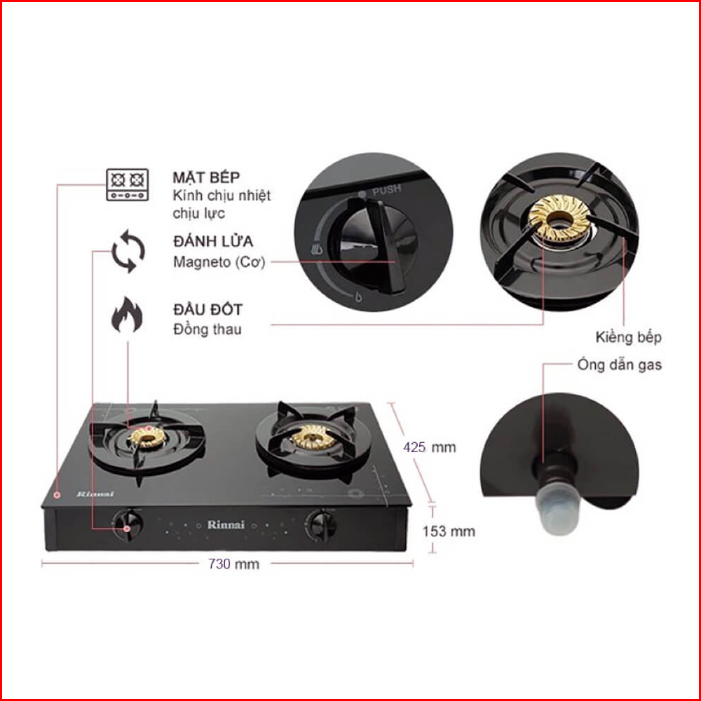Bếp gas dương Rinnai RV-7DOUBLE GLASS (SP)