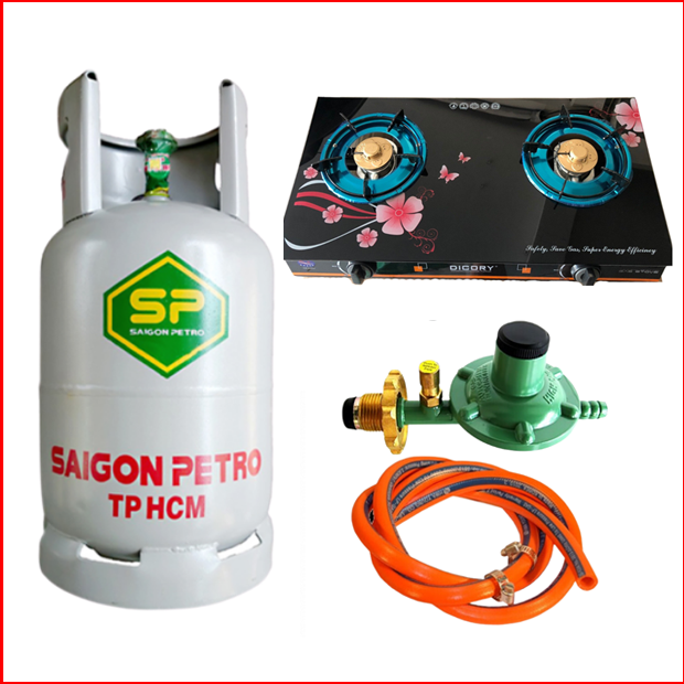 Bộ Bình Bếp Gas Đôi Dicory Dây Van Tự Động