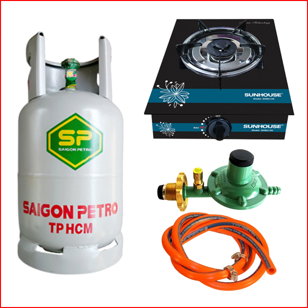 Bộ Bình Bếp Gas Đơn Sunhouse Dây Van Tự Động