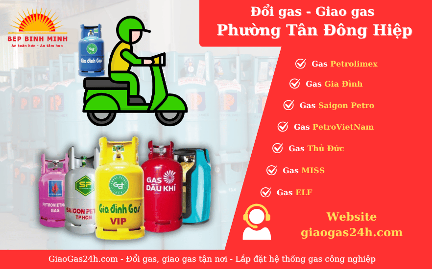 Cửa Hàng Giao Gas Đổi Gas Tận Nơi Phường Tân Đông Hiệp