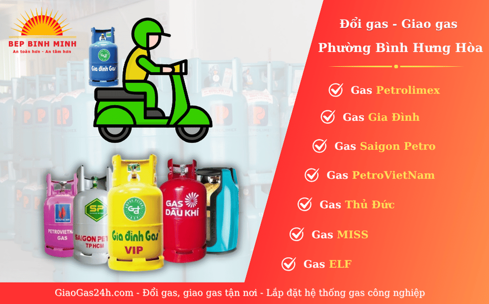 Giao Gas Nhanh Tận Nơi Phường Bình Hưng Hòa